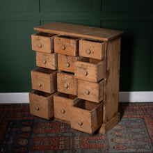 Load image into Gallery viewer, Antique Pine Bank of 12 Drawers
