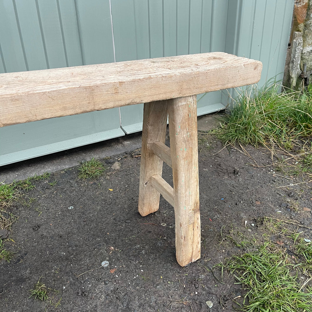 Antique Elm Rustic Pig Bench