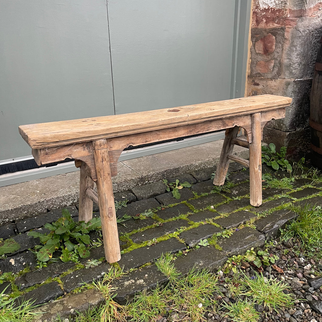 Antique Elm Rustic Pig Bench