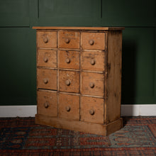 Load image into Gallery viewer, Antique Pine Bank of 12 Drawers
