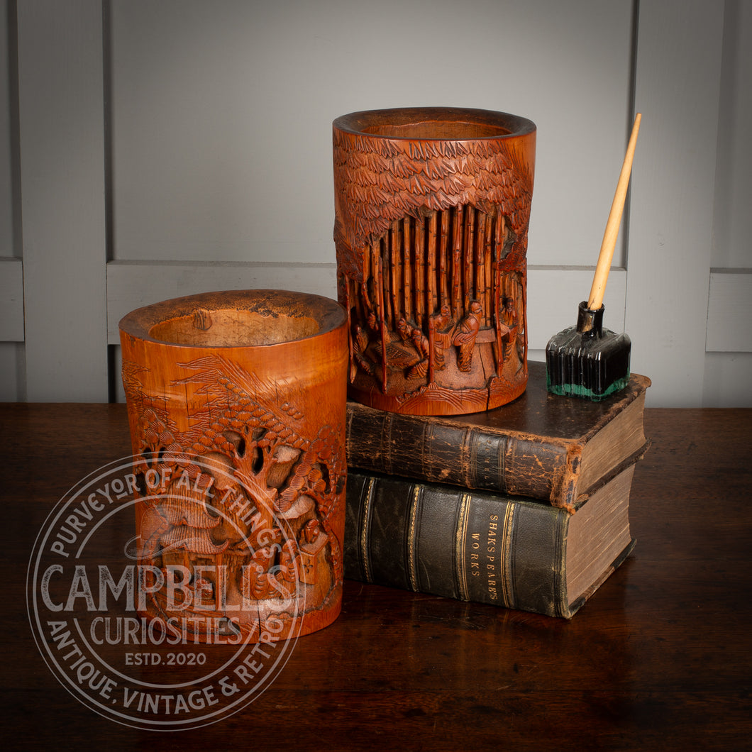 19th C. Bamboo Brush Pots