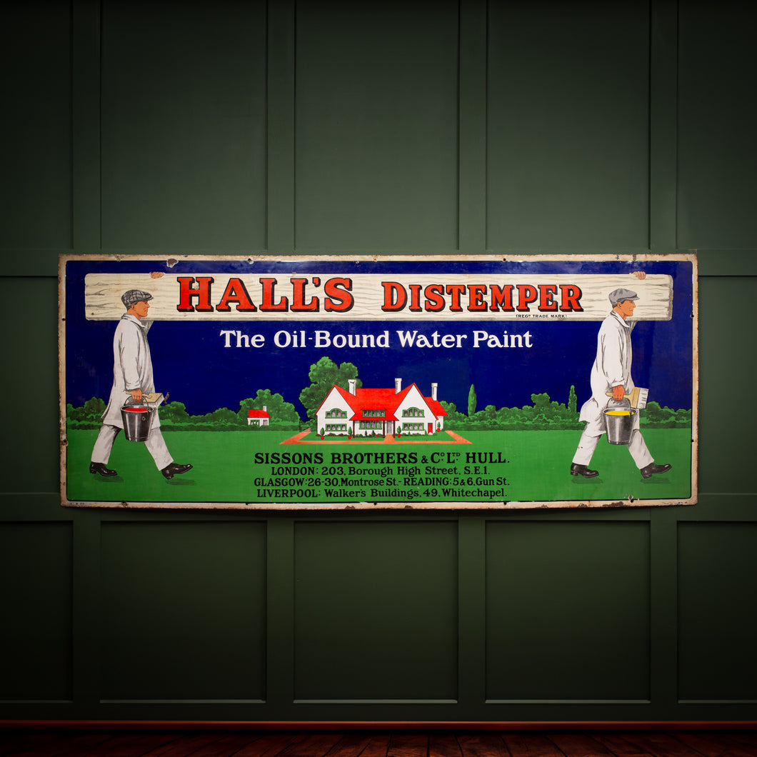 1920's Enamel Halls Distemper Sign