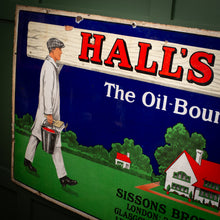 Load image into Gallery viewer, 1920&#39;s Enamel Halls Distemper Sign
