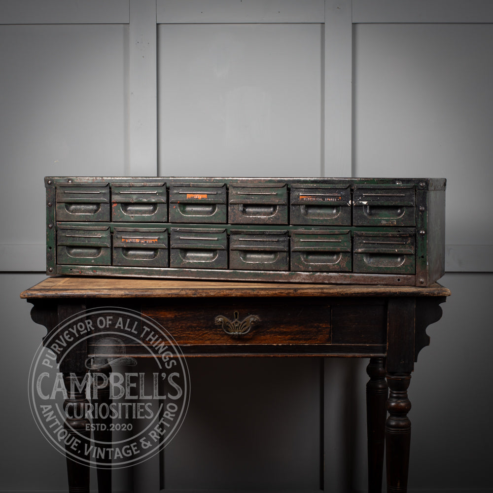 1950s Metal 12 Drawer Unit