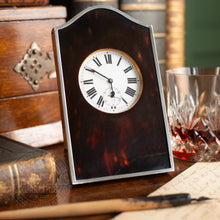 Load image into Gallery viewer, Silver and Tortoiseshell Desk Clock London 1918
