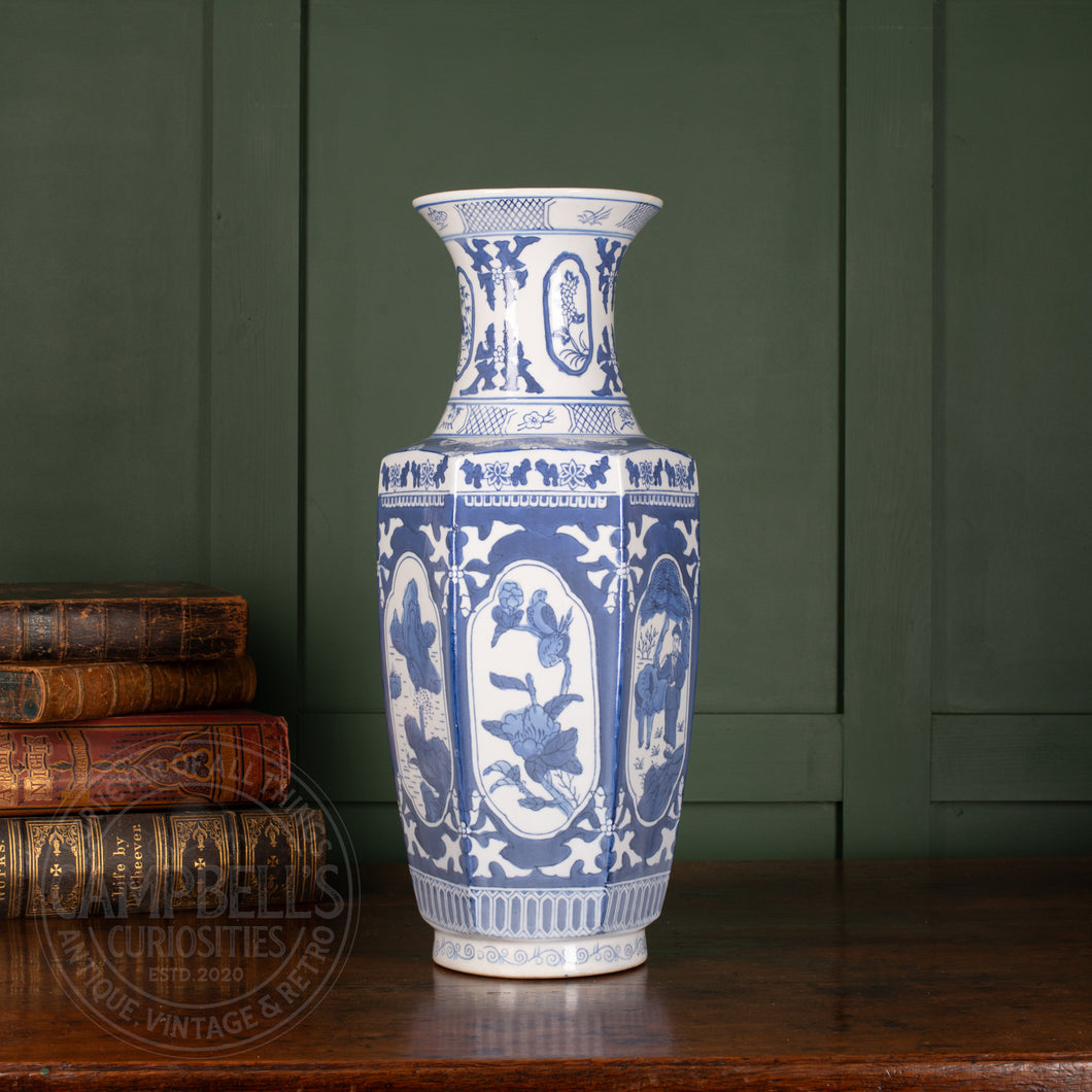 Vintage Doucai Blue and White Hexagonal Vase