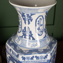 Load image into Gallery viewer, Vintage Doucai Blue and White Hexagonal Vase
