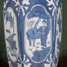 Load image into Gallery viewer, Vintage Doucai Blue and White Hexagonal Vase
