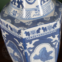 Load image into Gallery viewer, Vintage Doucai Blue and White Hexagonal Vase
