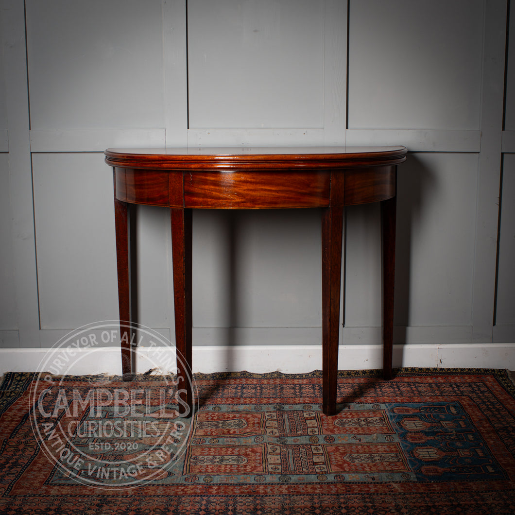 Victorian Mahogany Demi Lune Fold Over Tea Table