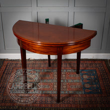 Load image into Gallery viewer, Victorian Mahogany Demi Lune Fold Over Tea Table
